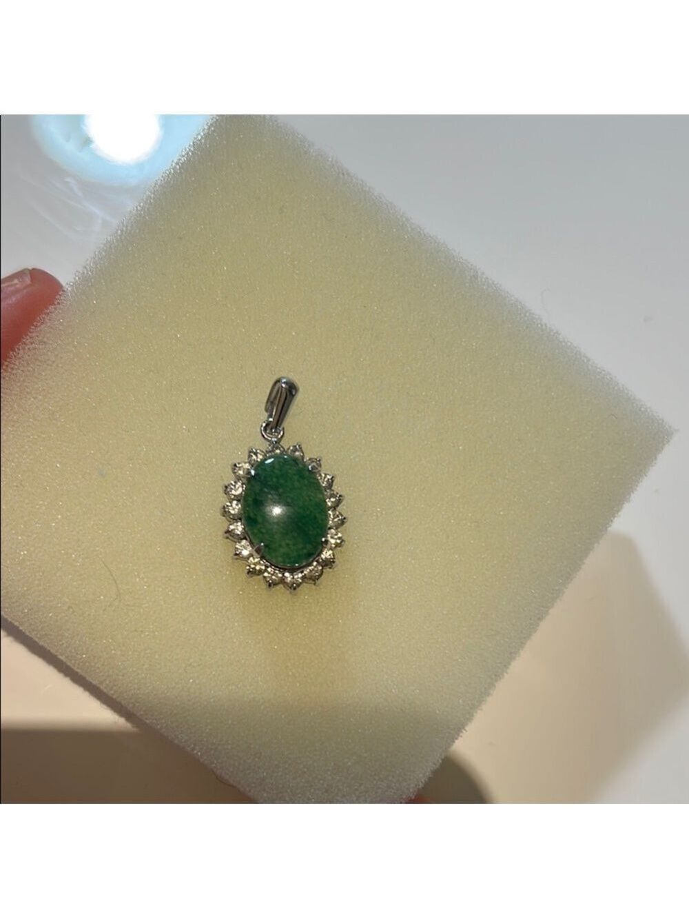 Elegant Green Pendant with Silver Accents